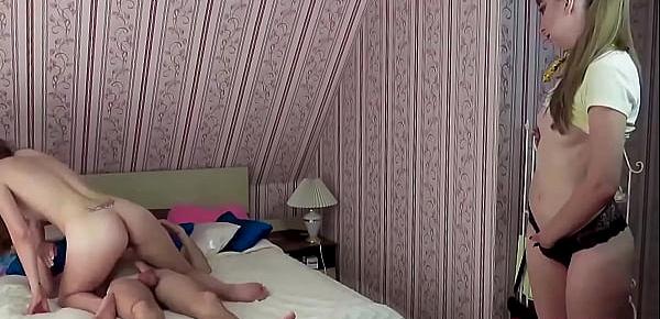 Brunette Spies on Boyfriend and His Mistress and Fingering Pussy